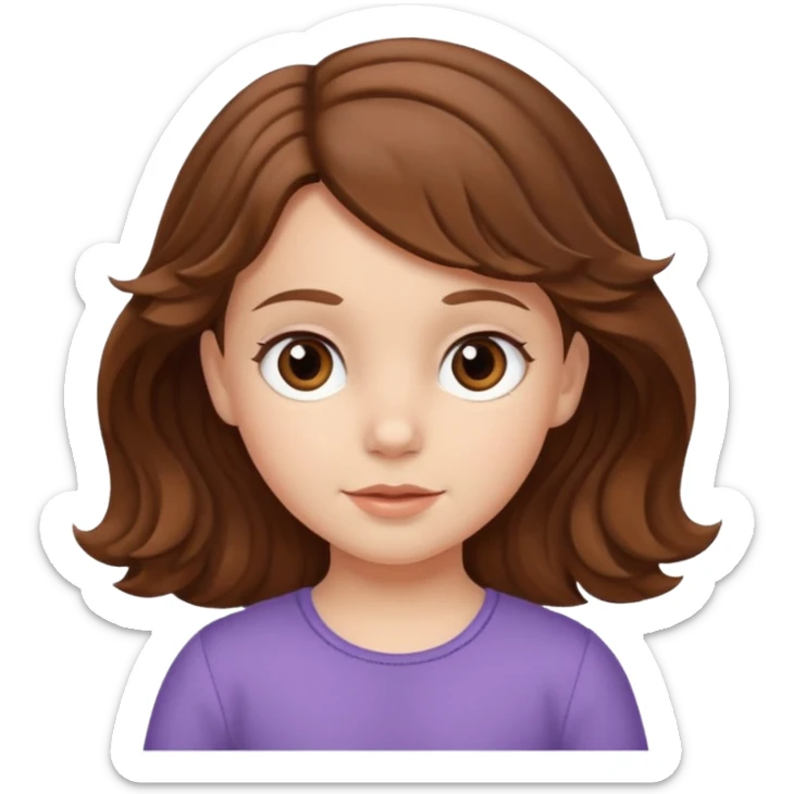 3yr old very white girl with wavy brown hair in front of the sholders and brown eyes sticker
