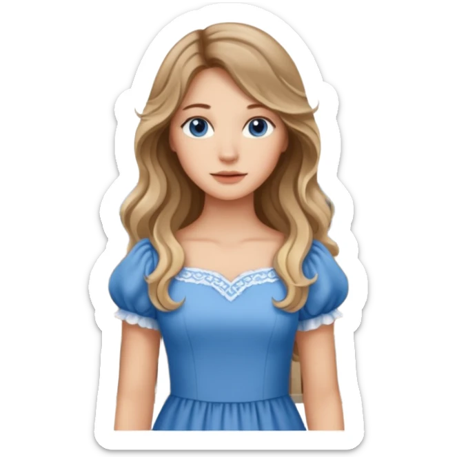 pretty female with long wavy brown hair with blonde highlights and blue eyes standing in front of a historical landmark in Germany  sticker