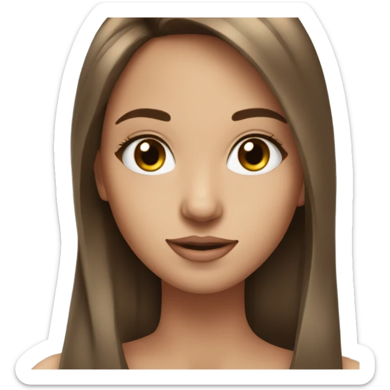 basic girl emoji but with long brown hair, long dark eye lashes, gorgeous sticker