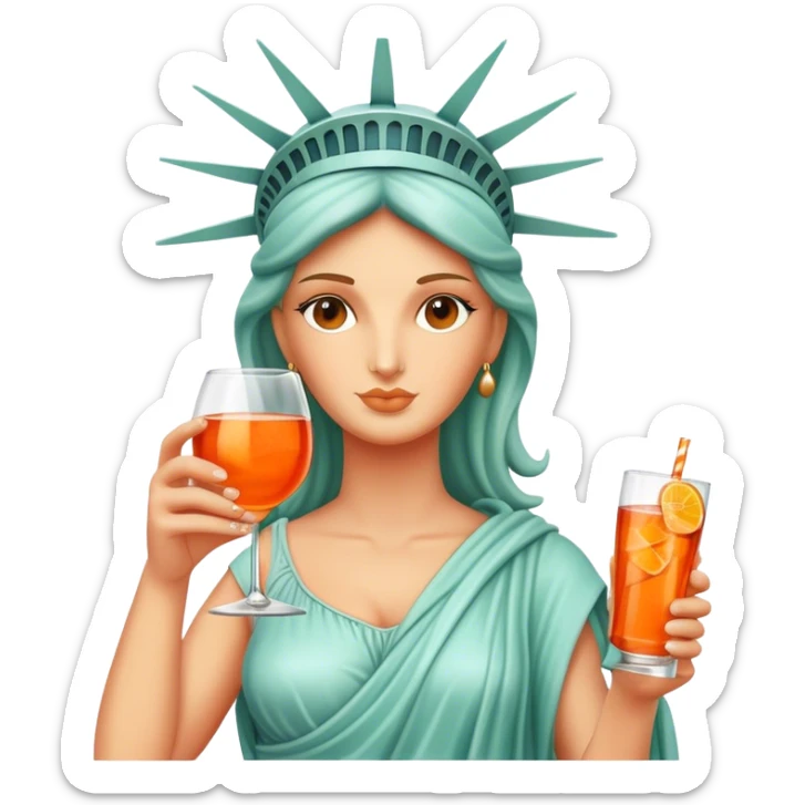 REPLACE THE TORCH OF THE STATUE OF LIBERTY FOR A GLASS OF APEROL SPRITZ sticker