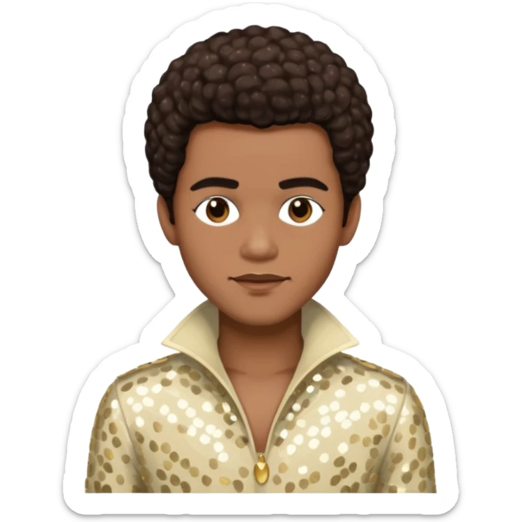 Bobby Farrell from Boney M with dark brown hair, cream sequin outfit sticker