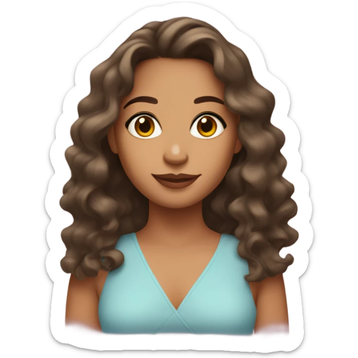 a girl with medium tan skin with wavy hair with latina makeup sticker