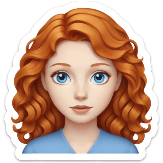 a women with ginger wavy hair, blue eyes, and pale skin sticker