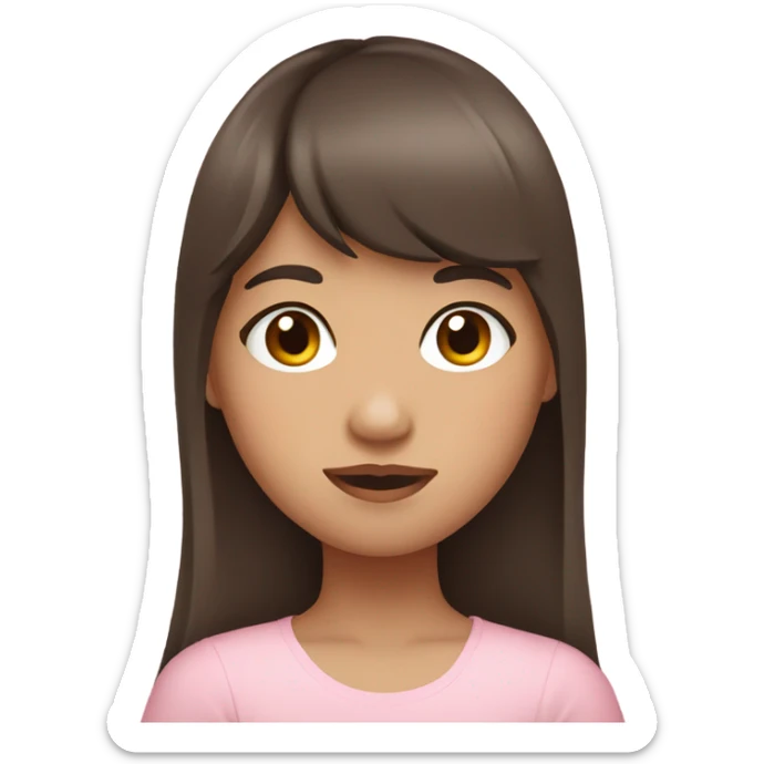 filipino girl with bangs and long brown hair wearing baby pink top sticker