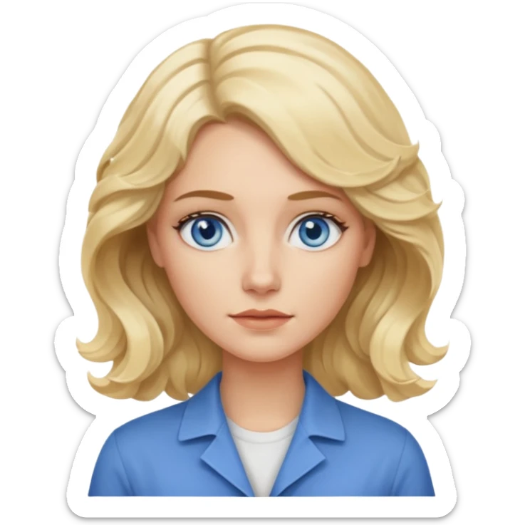 Blonde avec yeux bleus qui est architecte , cheveux ondulés , Sans lunettes  sticker