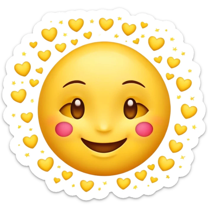 A cute and happy emoji of a smiling face with heart eyes, surrounded by small hearts and sparkles, expressing love for Rostik. sticker