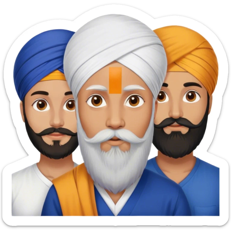 French beard father, Sikh mother, adult girl, adult Sikh boy sticker