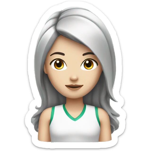 A White girl with gray eyes and black dark and sport hair sticker