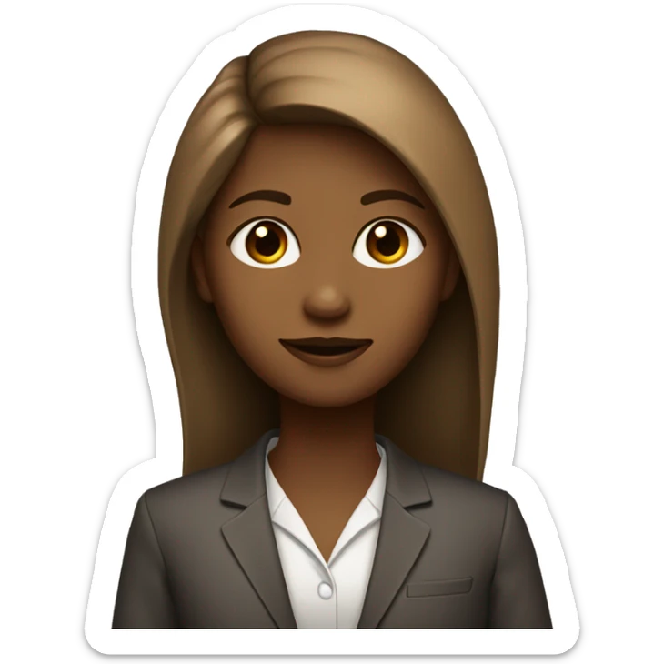 Long, straight and light brown hairy girl, her eyes is brown and she’s wearing suits  sticker