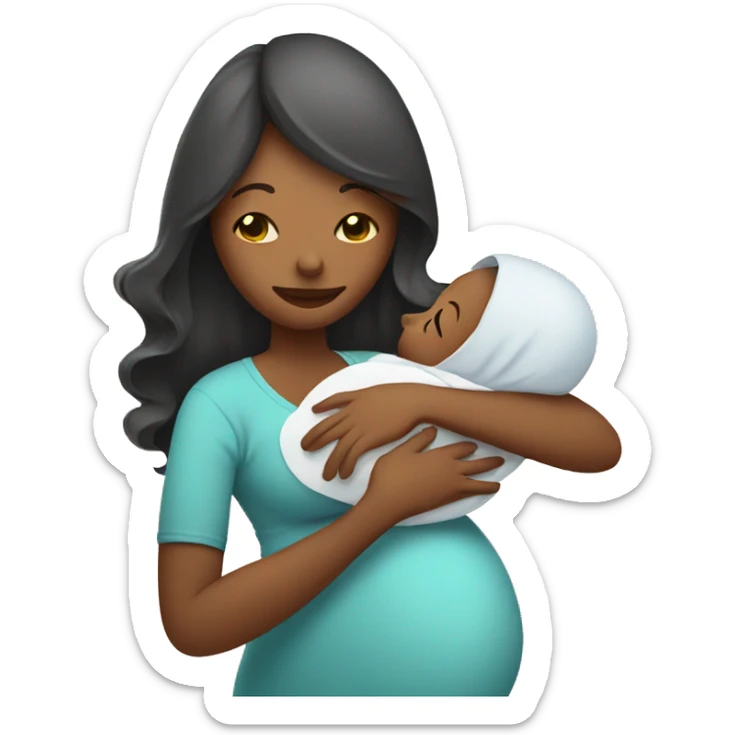 Pregnant Woman Holding A Newborn Baby sticker
