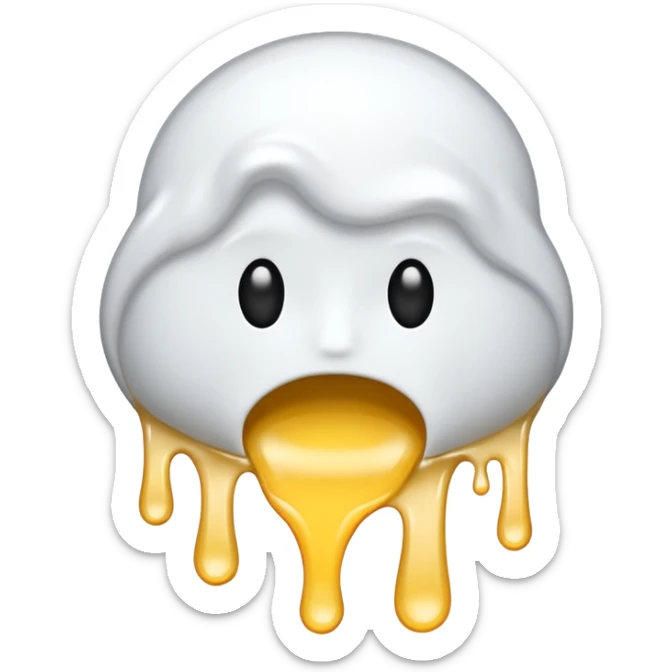 The heat broken emoji in white with sticky white liquid Ozzing out of it with no face sticker