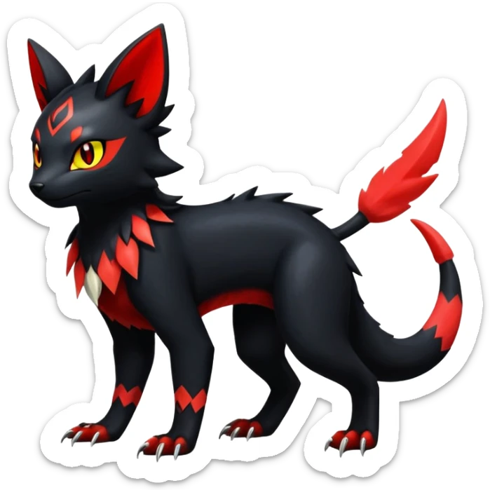Dark Cute Shiny Edgy Litten-Salandit-Umbreon-Fakémon-hybrid-creature (full body)  sticker
