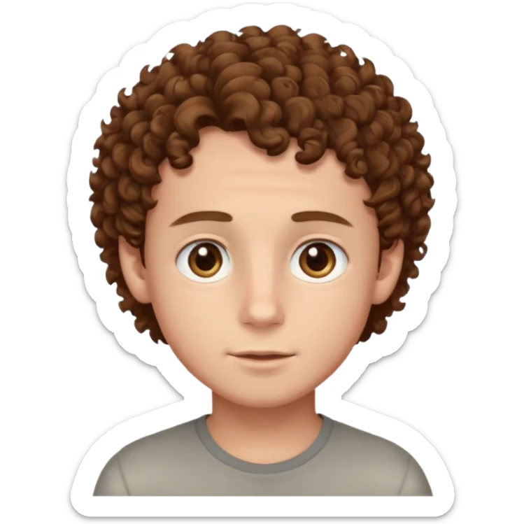 a boy with hazel eyes and curlyish brown hair and a humungos forehead like huuuuuuuuuuuuuge sticker