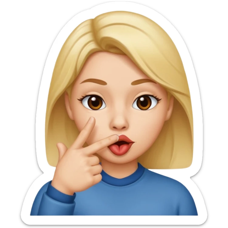 Can you give me an emoji that has duck lips but also is pointing a finger to their mouth sticker