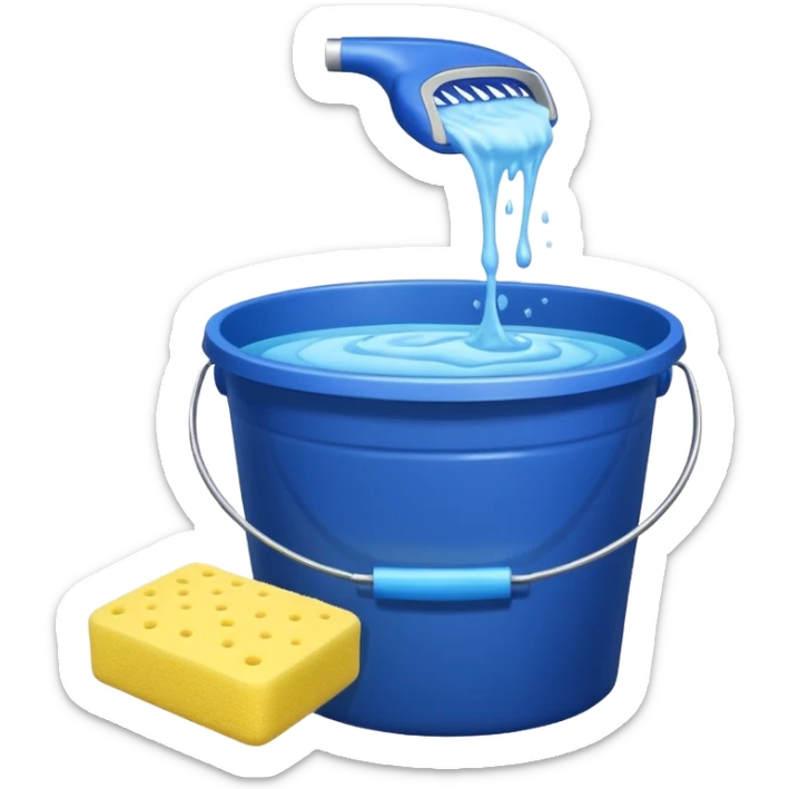 I want emoji with dark blue bucket that is filled with dtergent nd hace car wash sponge in yellow color sticker