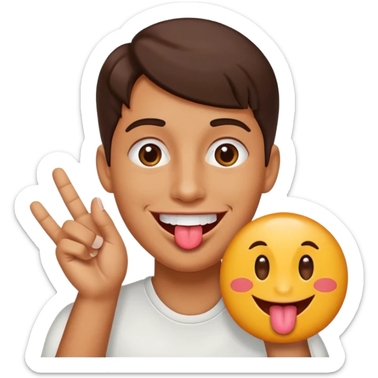 Happy face with tongue out with a 6 in one hand and 7 in the other sticker