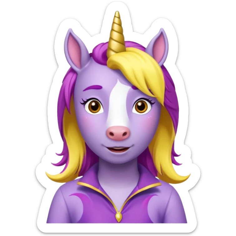 Shirley Shawn the Unicorn from The Wiggles with yellow horse with purple hair sticker