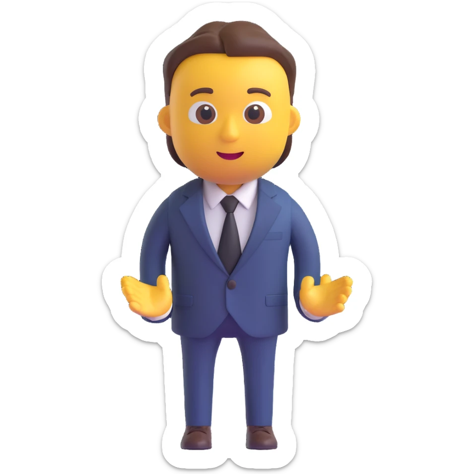 a business man turning his body, 3d emoji style, suit and tie sticker