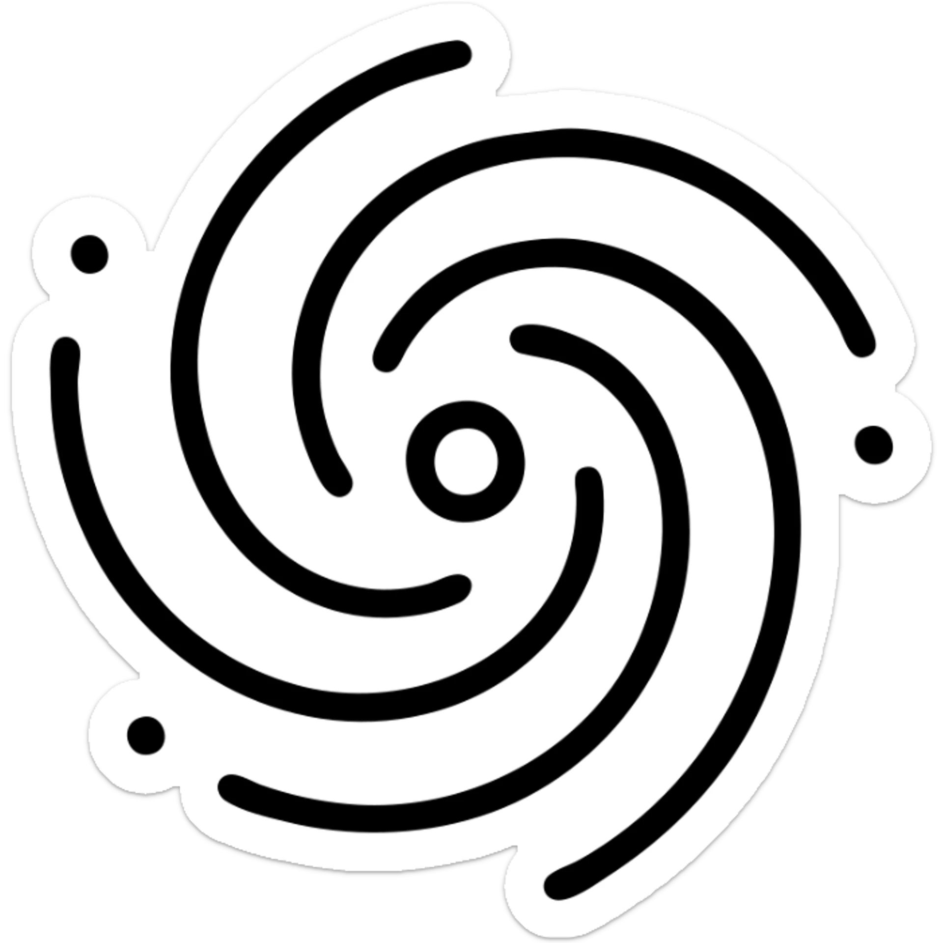 modern icon of a galaxy with swirling spiral arms and a central core, clean lines, simple and recognizable, minimal color palette, no text sticker