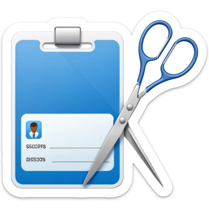 Scissors cutting ID card in half sticker