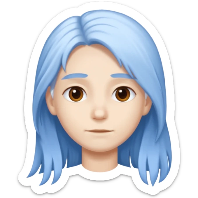 He was born with fair skin and slightly long white and blue hair. sticker