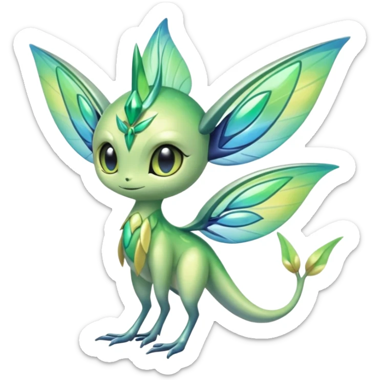 Shiny Aural Keldeon-Celebi-Helioptile-Heliolisk-Fakémon-fusion (full body) sticker