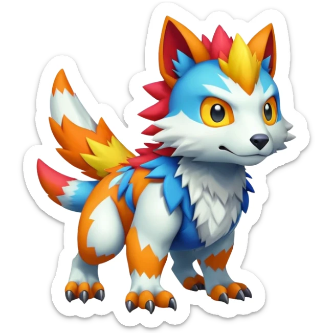 Colorful cute kawaii cool edgy Digimon-Fakemon-animal full body sticker