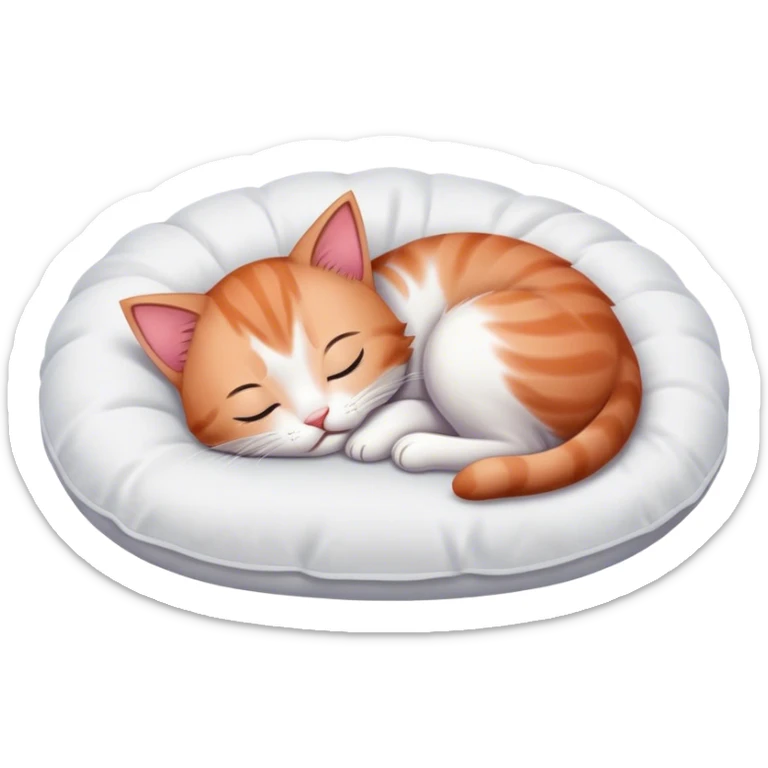 Tired kitten sleeping on a white pillow  sticker