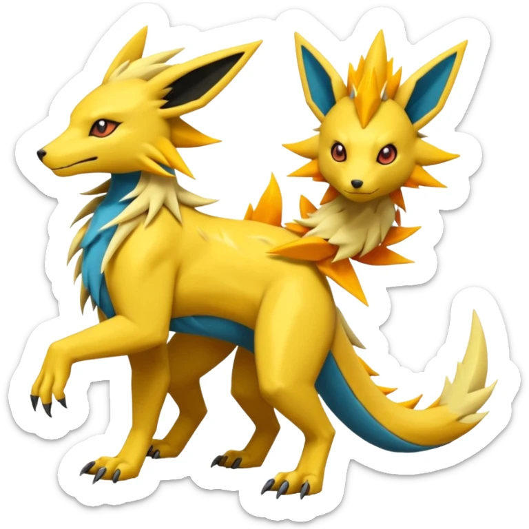 Jolteon-Salandit-Manectric-Electrike-Zeraora-Fakémon-hybrid-creature (full body)  sticker