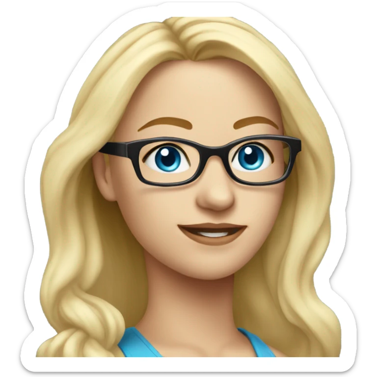 Real pretty blonde woman, blue eyes, wearing glasses - SIDE on sticker