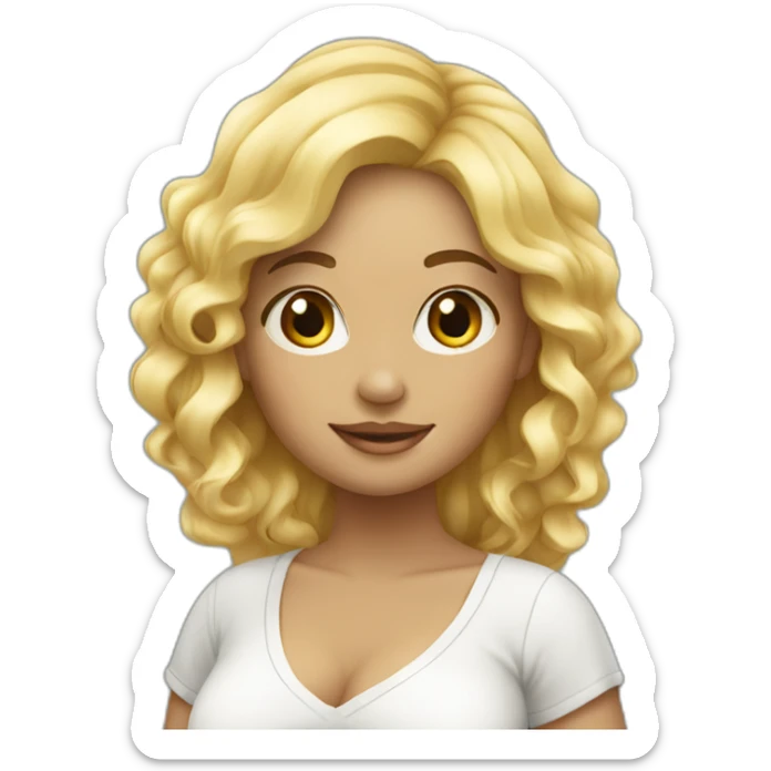 adorable pregnant blond full body women with beach-wave-hair sticker