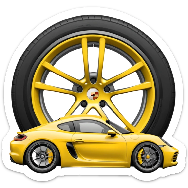 Matte White colored exterior 2024 Porsche 718 Cayman GTS 4.0 with "yellow ceramic brake calipers" only and dark silver anthracite rims sticker