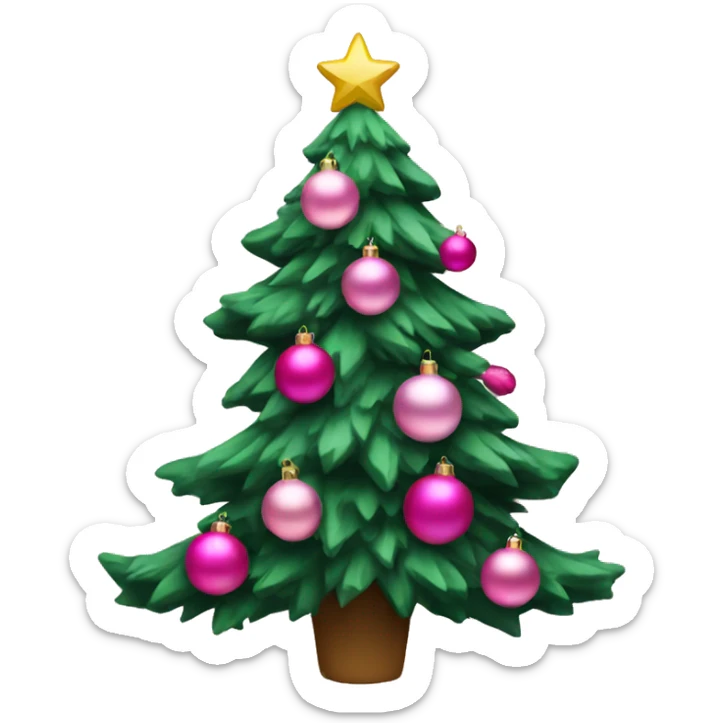 Christmas tree with pink ornaments  sticker