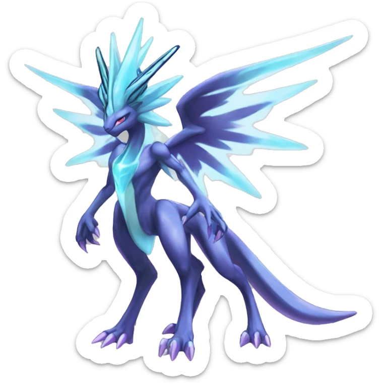  cool edgy shiny colorful godly ethereal Suicune-Dialga-Fakemon full body sticker