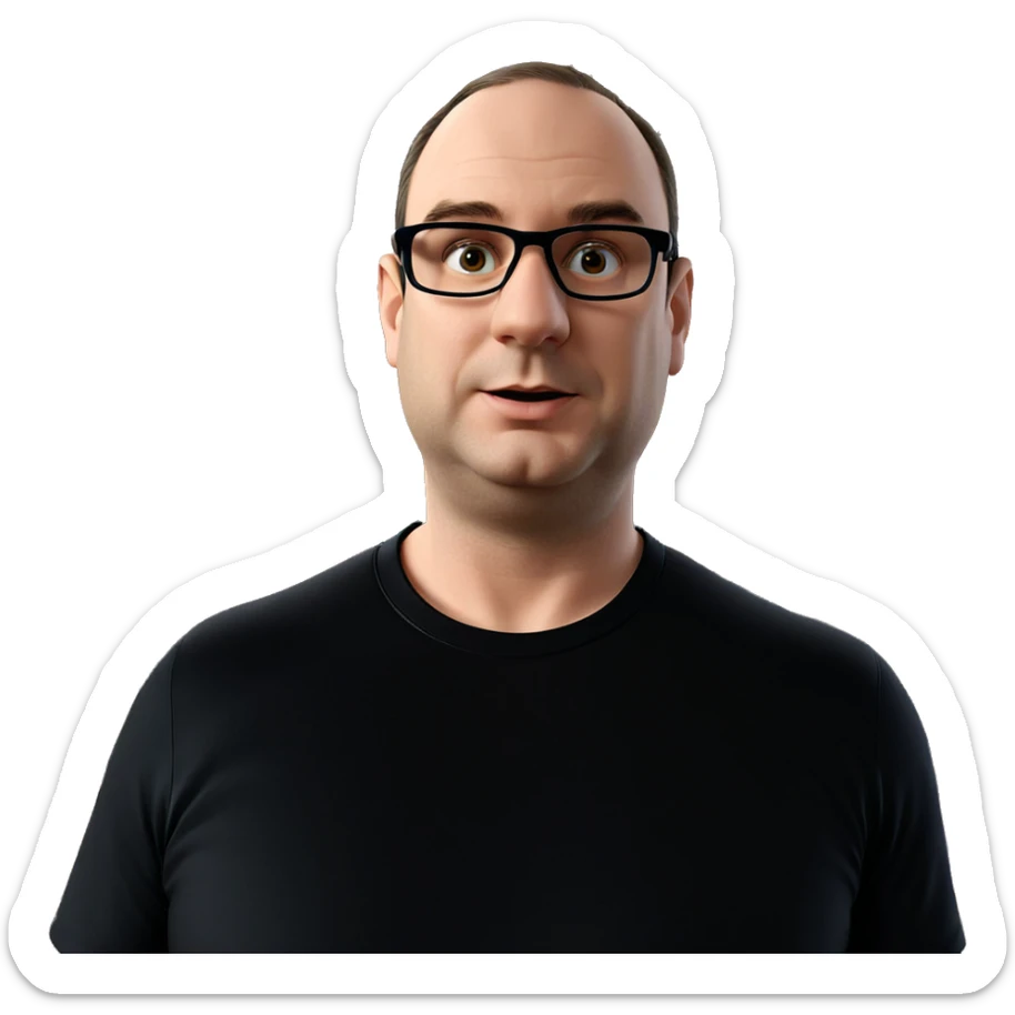 boy in black shirt indoors sticker