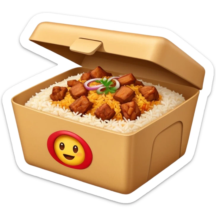 i want an emoji of biriyani in a food delivery box sticker