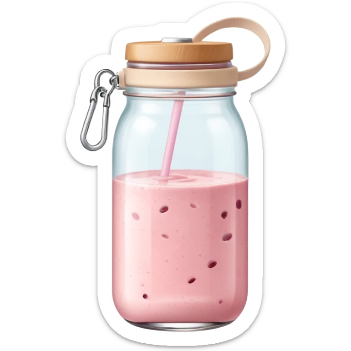 Minimal airport snack moment: clear infused water glass, pastel pink smoothie jar, beige bag strap visible sticker