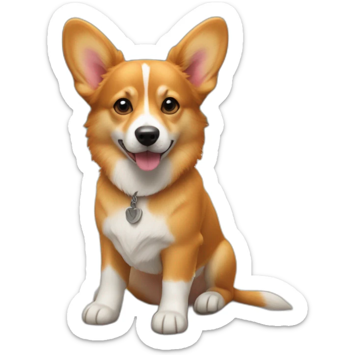 Full Orange furr and corgi East european village dog mix puppy with small leggs with ears down flepped sticker