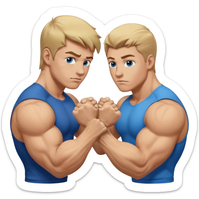 DIRTY BLONDE HAIR BLUE EYES BIG BICEPS FOR ARM WRESTLING YOUNG MAN sticker