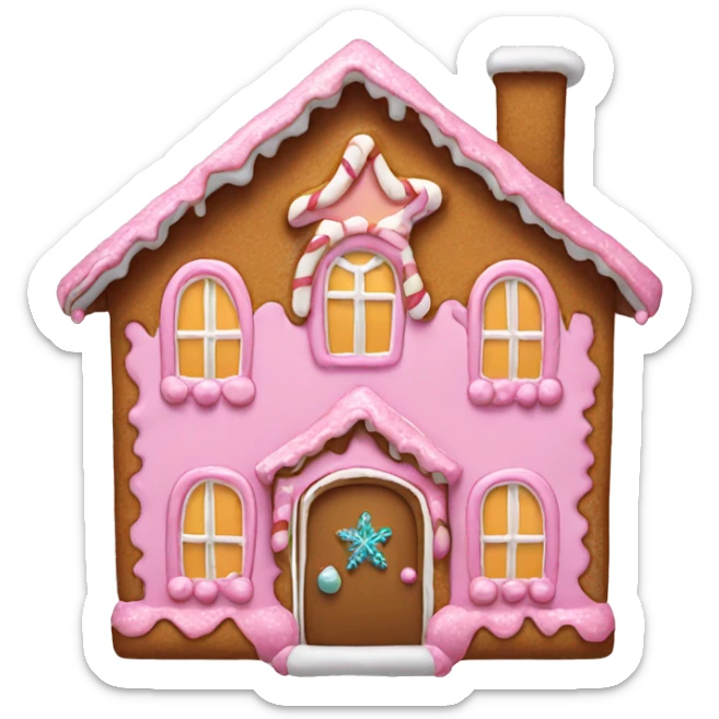 A pink gingerbread house sticker
