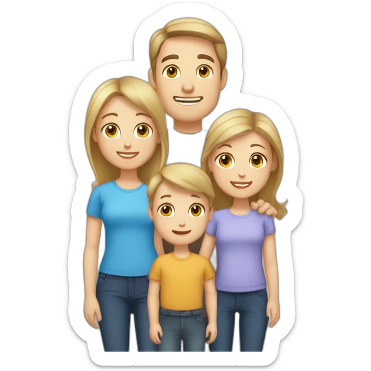 Father (caucasian brown hair), mother (caucasian blond hair blue eyes), and five babies. sticker
