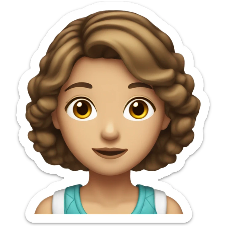 Girl with chin length brown hair with highlights and she has brown eyes sticker