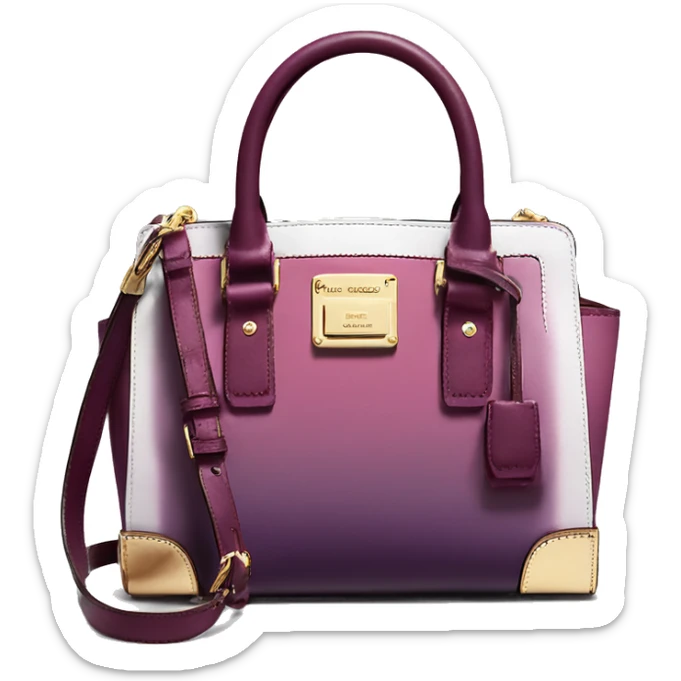 Realistic isolated plum purple to wine color ombre michael kors satchel purse.  sticker