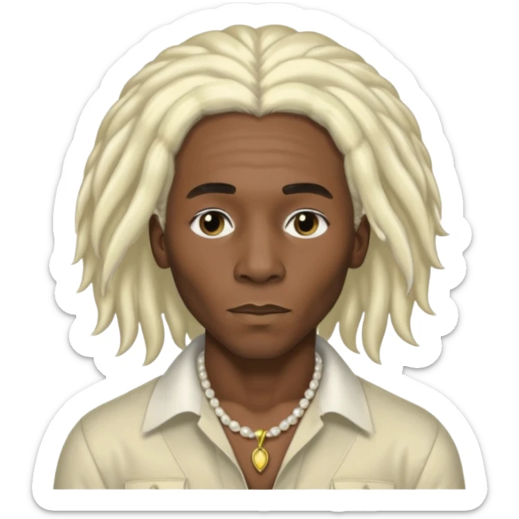 Black Male bob marley inspired hair platinum blonde with pearls makeup only head sticker