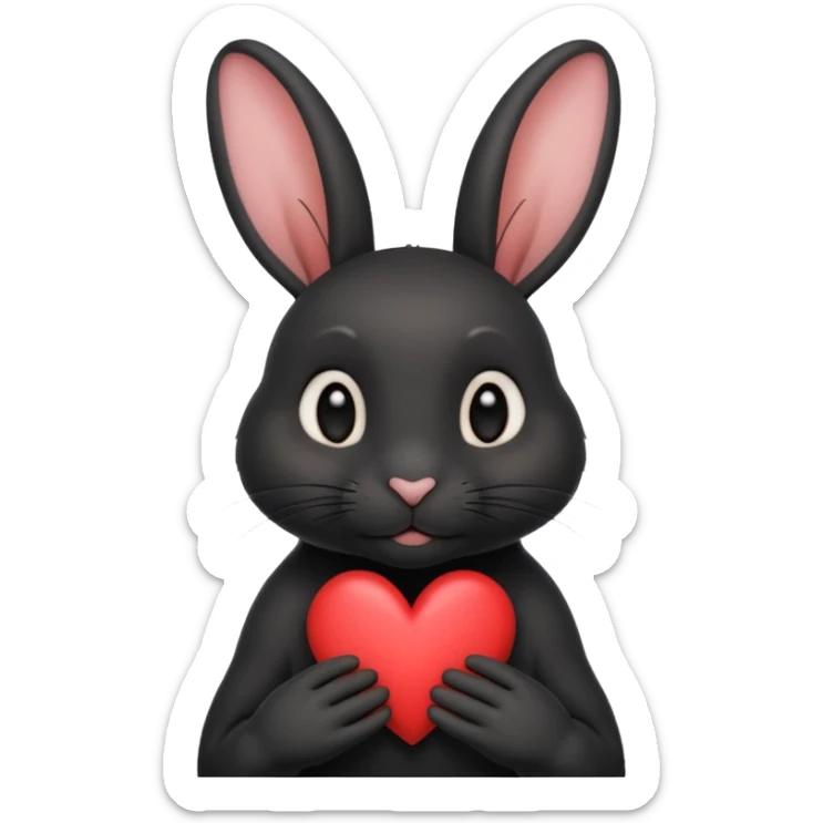 Lapin noir avec des cœur qui aime montre son amour  sticker