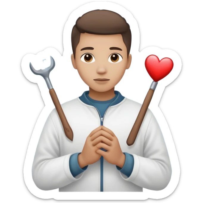 The image shows a person across a fog, emotional tones. In their hands, they carry 2 symbolic tools labeled “Compassion” and “Forgiveness,” suggesting healing after emotional pain-- hearts sticker