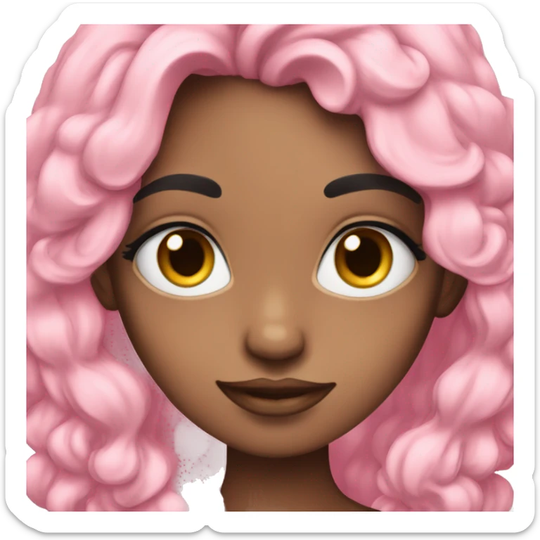 girl with long eyelashes emoji wearing pink with black curly hair rolling eyes  sticker