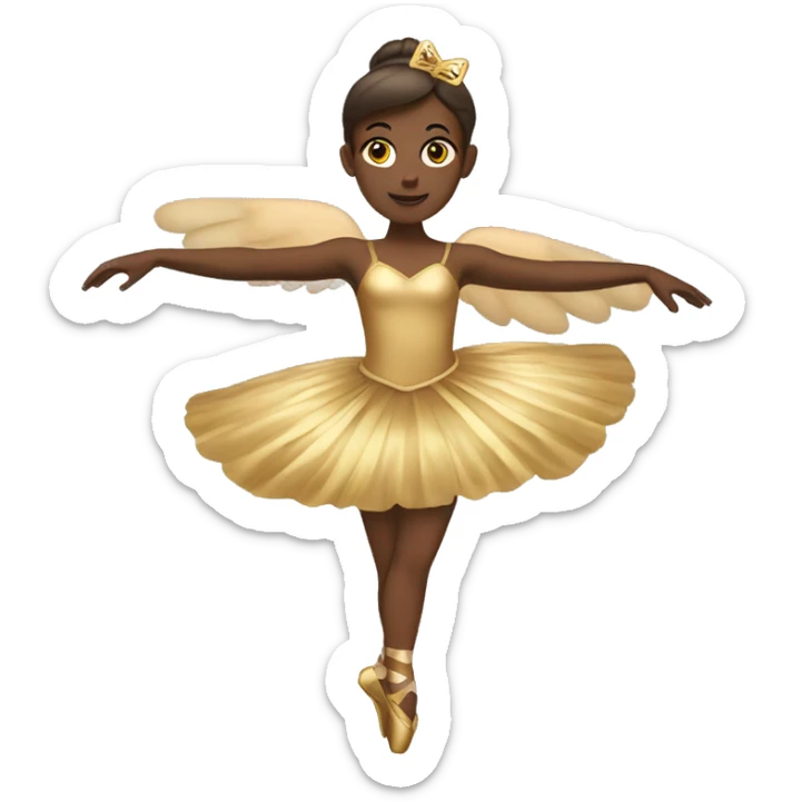  brown adult ballerina big gold wings sticker