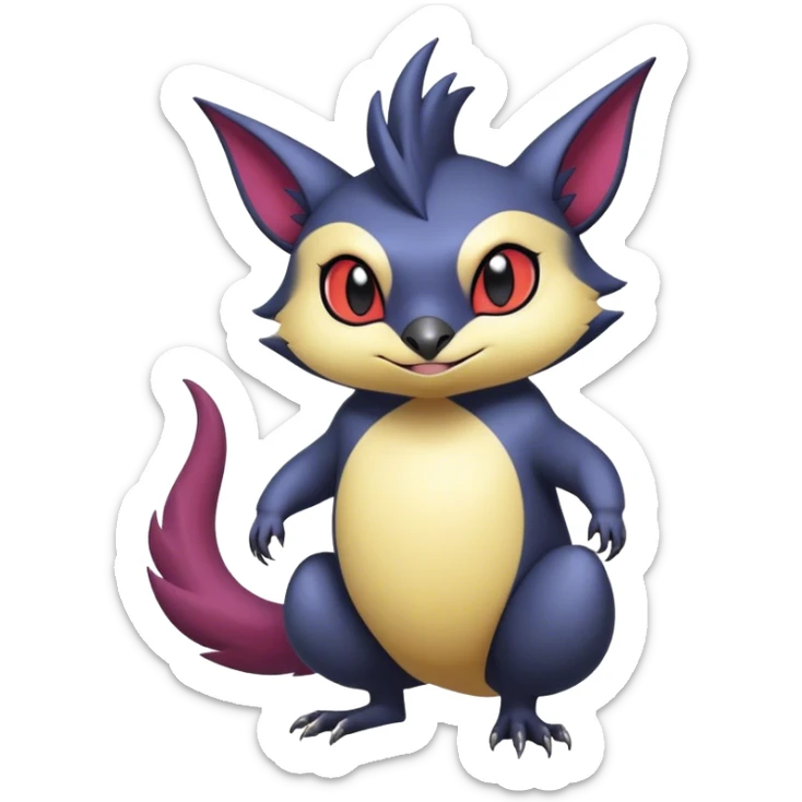 Cool cute edgy kawaii Quilava-Noibat-animal-creature-hybrid full body sticker