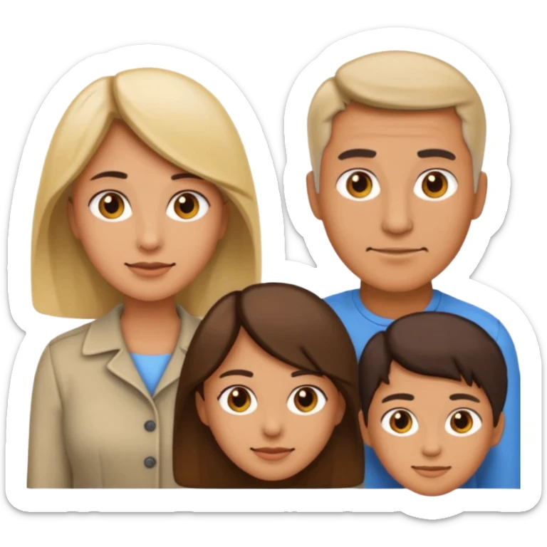 A family emoji set: an adult man and an adult woman as parents, and one teenager (16 years old) sticker